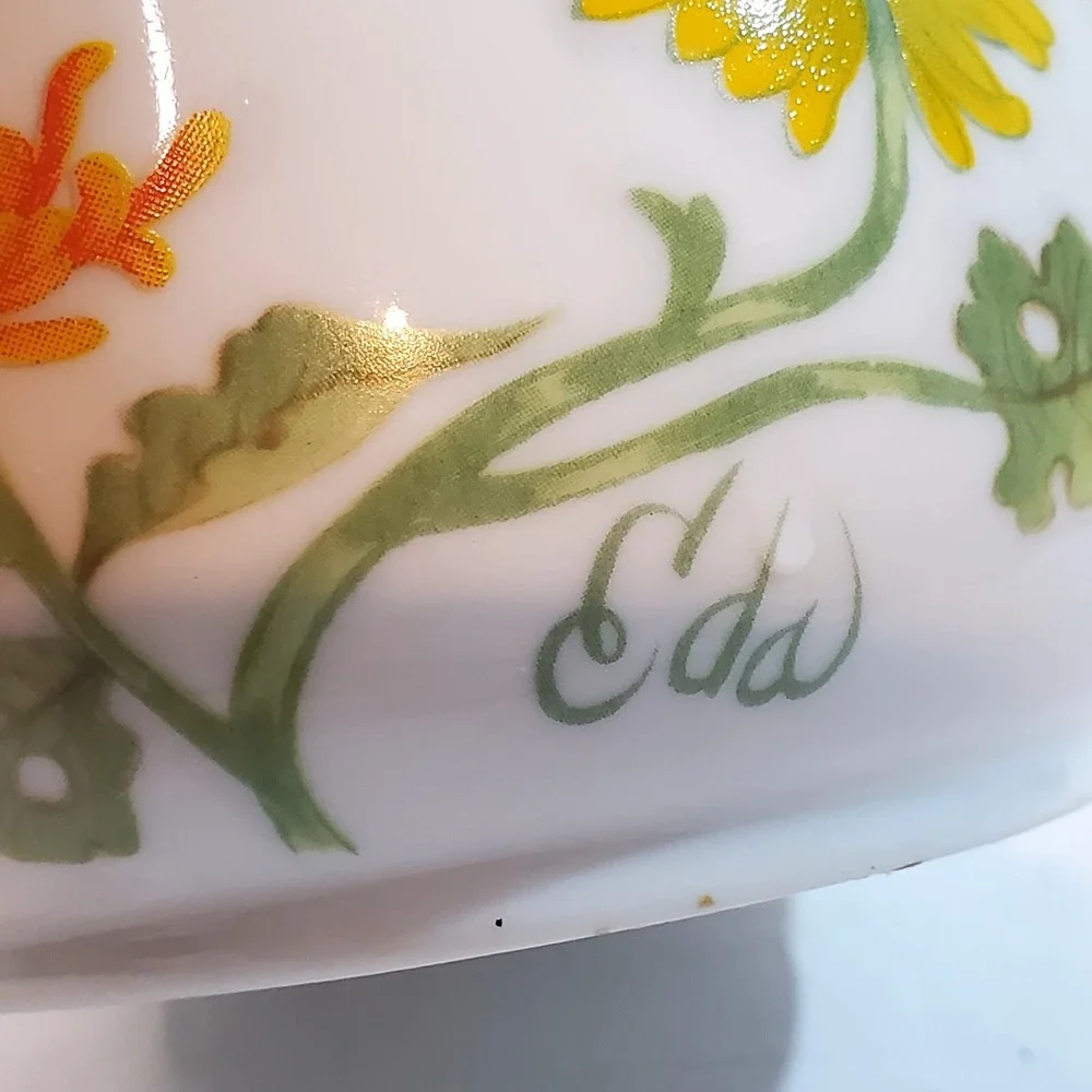 Vintage Seymour Mann Chrysanthemum Watercolor Eda Sugar Bowl Vase Planter